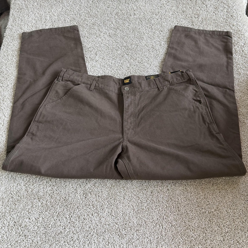 CAT Pants Mens 40x34 Brown Cotton Canvas Chino Regular Straight Workwear